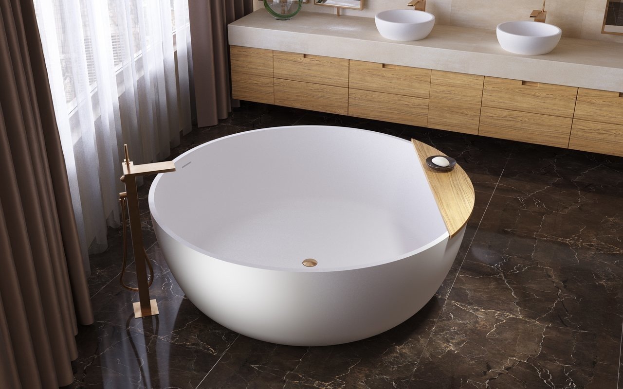 ᐈ 【Aquatica Adelina Round Freestanding Solid Surface Bathtub