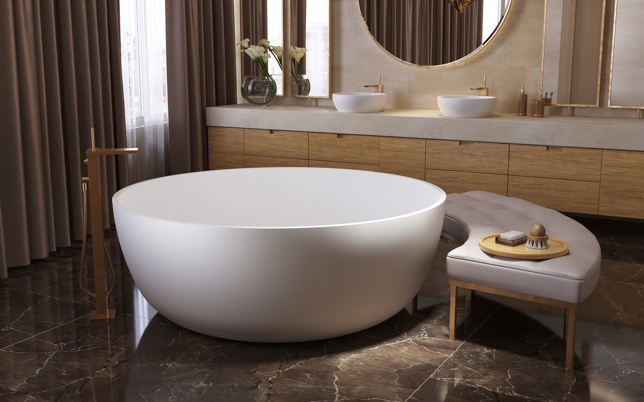 Aquatica Adelina Round Freestanding Solid Surface Bathtub picture № 0