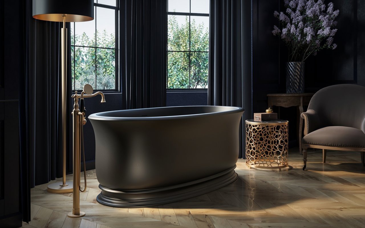 Aquatica Aphrodite Black Freestanding Solid Surface Bathtub picture № 0