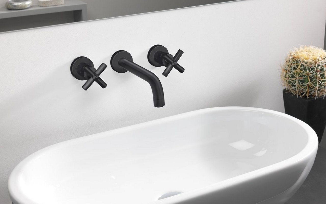 Aquatica Celine 242 Wall Mounted Sink Faucet Black Matte