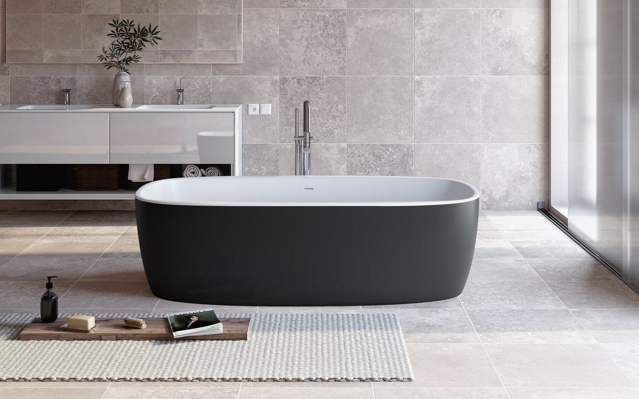 Aquatica Coletta-Blck-Wht™ Freestanding Solid Surface Bathtub picture № 0