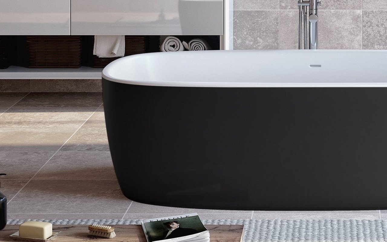 Aquatica Coletta-Blck-Wht™ Freestanding Solid Surface Bathtub picture № 0