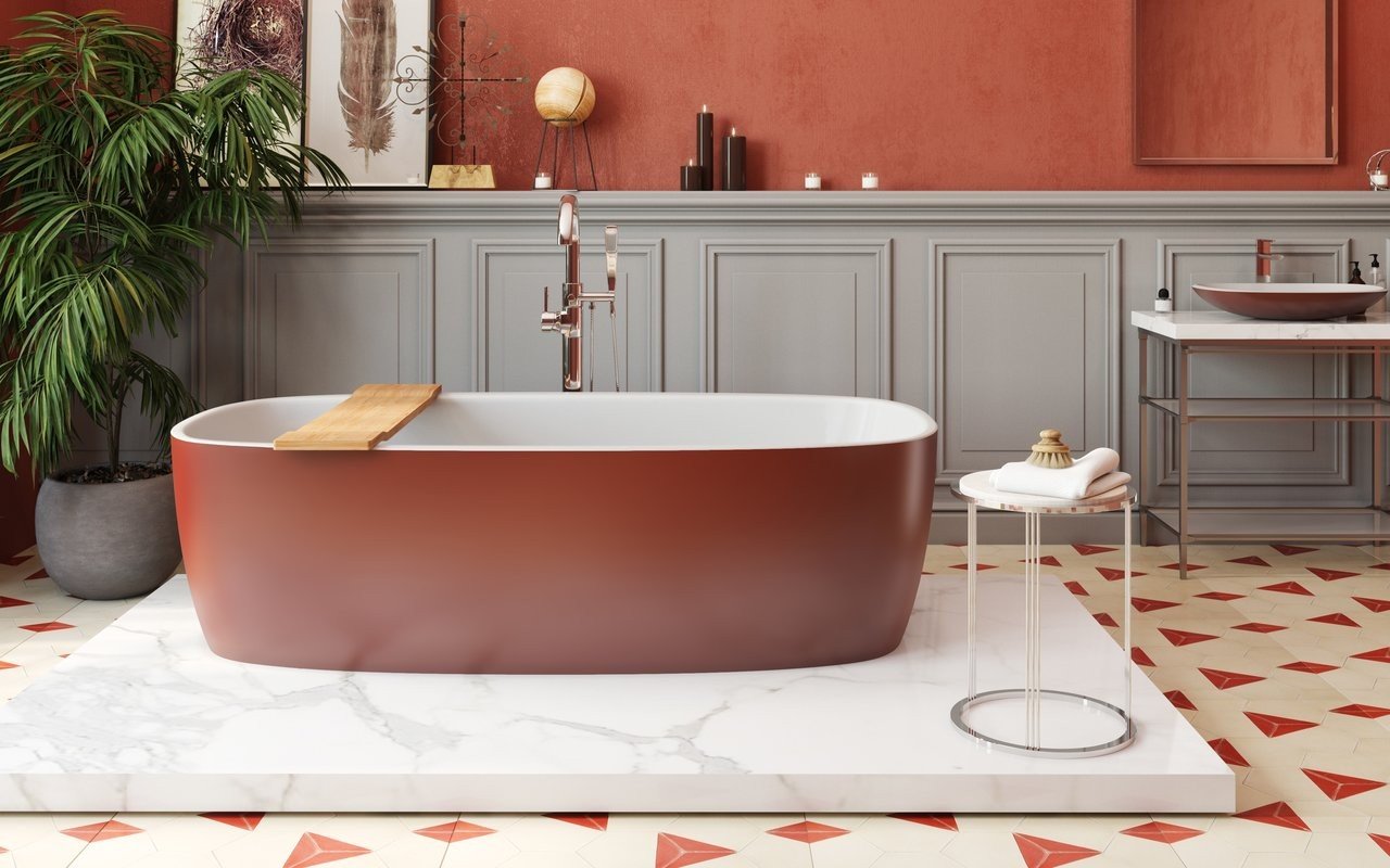 Aquatica Coletta™ Oxide Red-Wht Freestanding Solid Surface Bathtub picture № 0