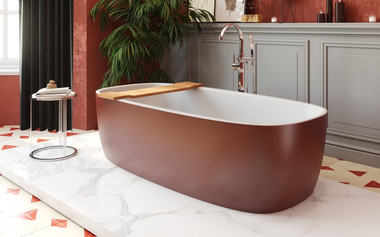 Aquatica Coletta™ Oxide Red-Wht Freestanding Solid Surface Bathtub picture № 0