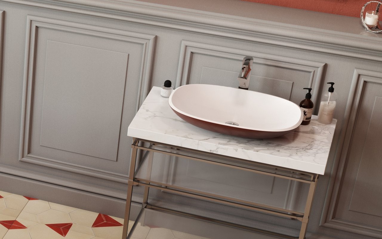 Aquatica Coletta-B Oxide Red-Wht Stone Bathroom Vessel Sink picture № 0