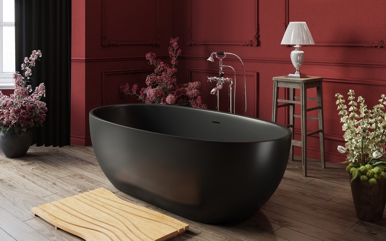 Aquatica Corelia-Black™ Freestanding Solid Surface Bathtub picture № 0