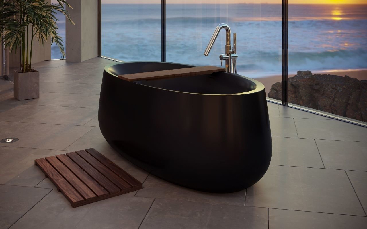 Aquatica Leah Black Freestanding Solid Surface Bathtub picture № 0