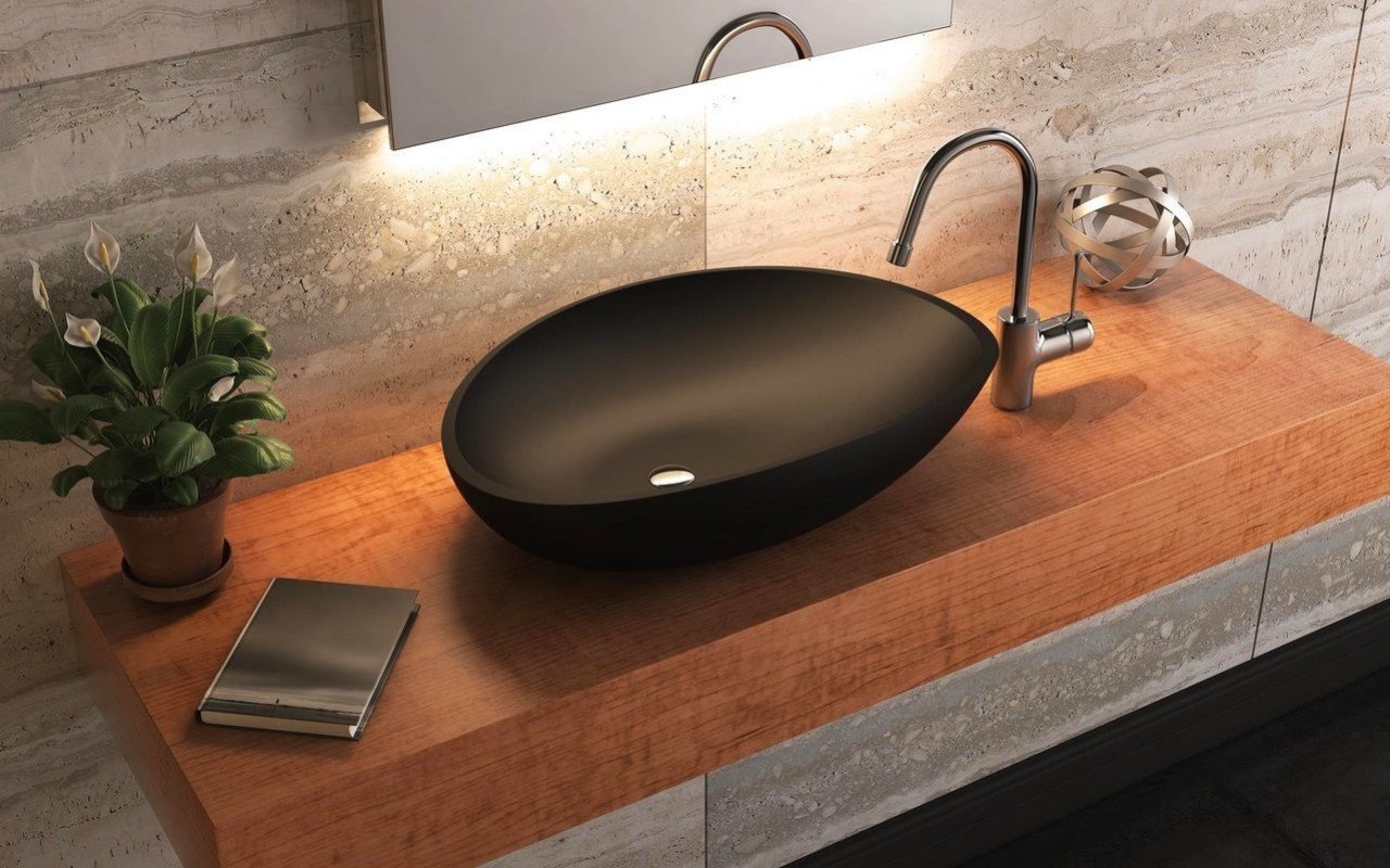 Aquatica Lotus-Blck Stone Bathroom Vessel Sink picture № 0