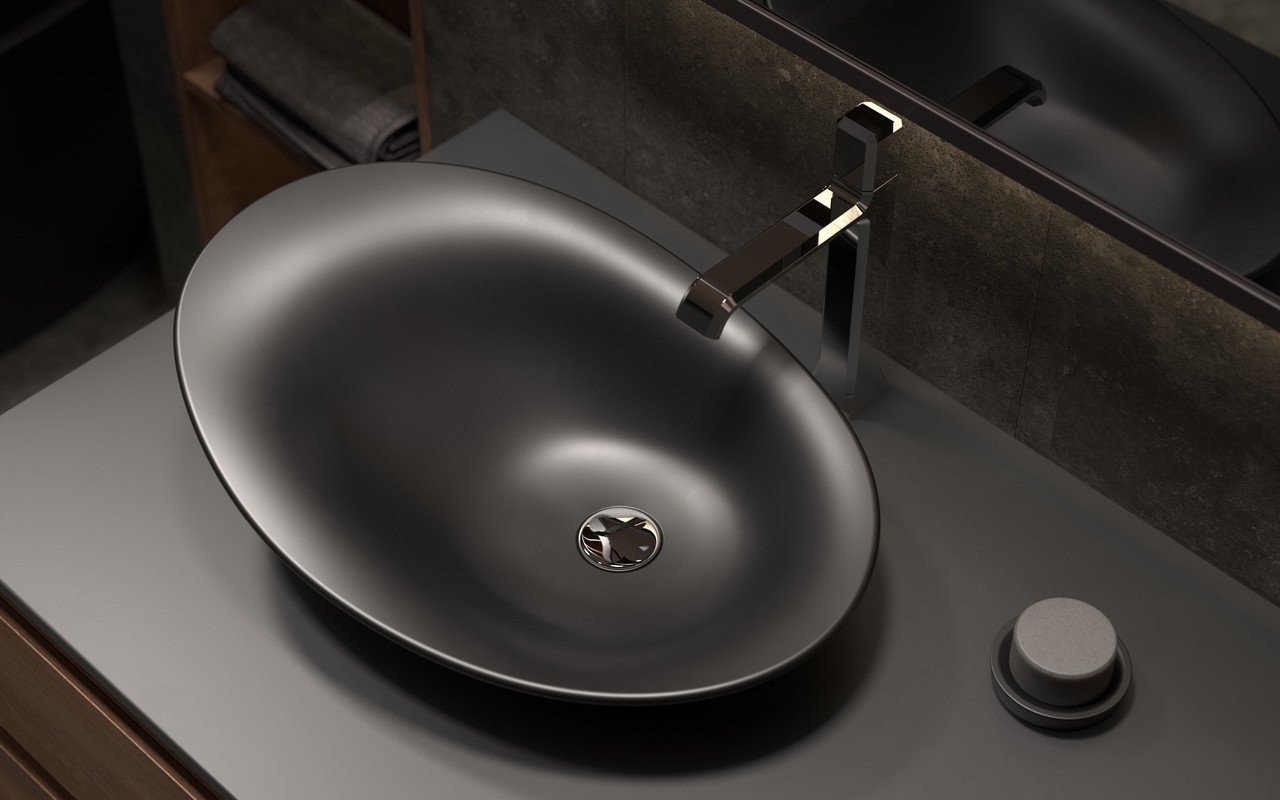 Aquatica Nanomorph-Blck Stone Bathroom Vessel Sink picture № 0