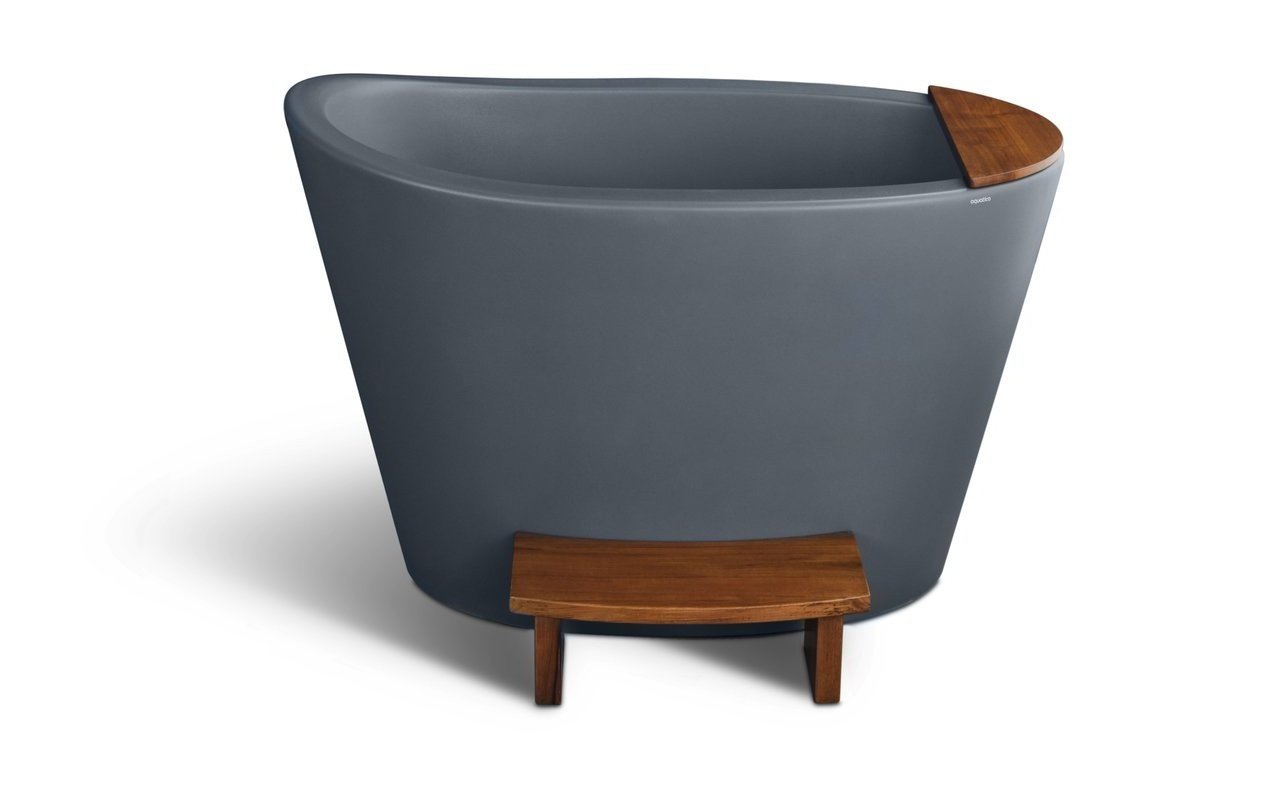 Aquatica True Ofuro Concrete Textures Freestanding Stone Japanese Soaking Bathtub picture № 0