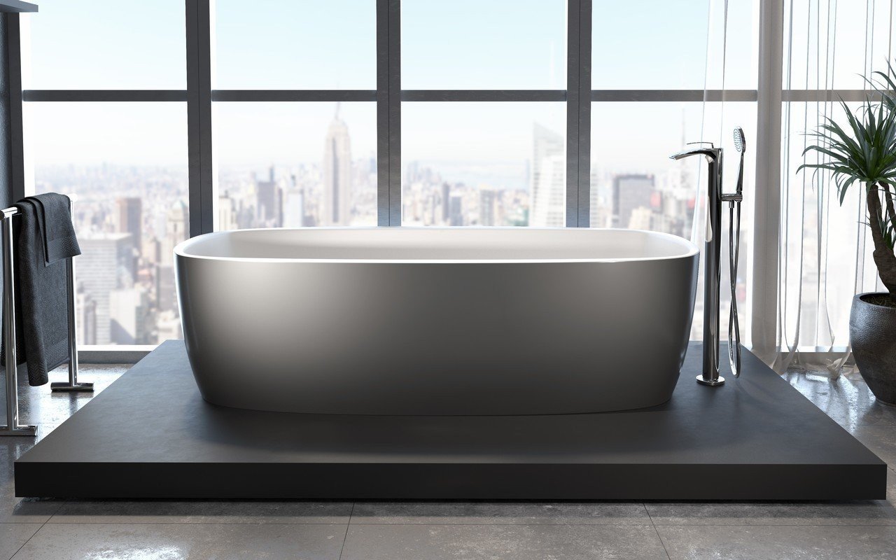 Aquatica Coletta™ Gunmetal-Wht Freestanding Solid Surface Bathtub picture № 0