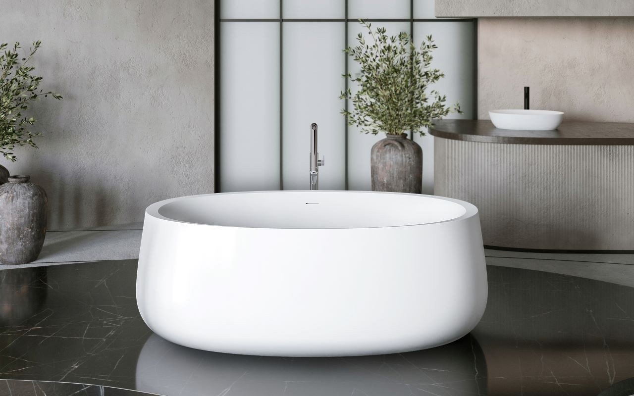 ᐈ 【Aquatica Aurora-Wht Round Stone Bathroom Vessel Sink】 Buy Online, Best  Prices