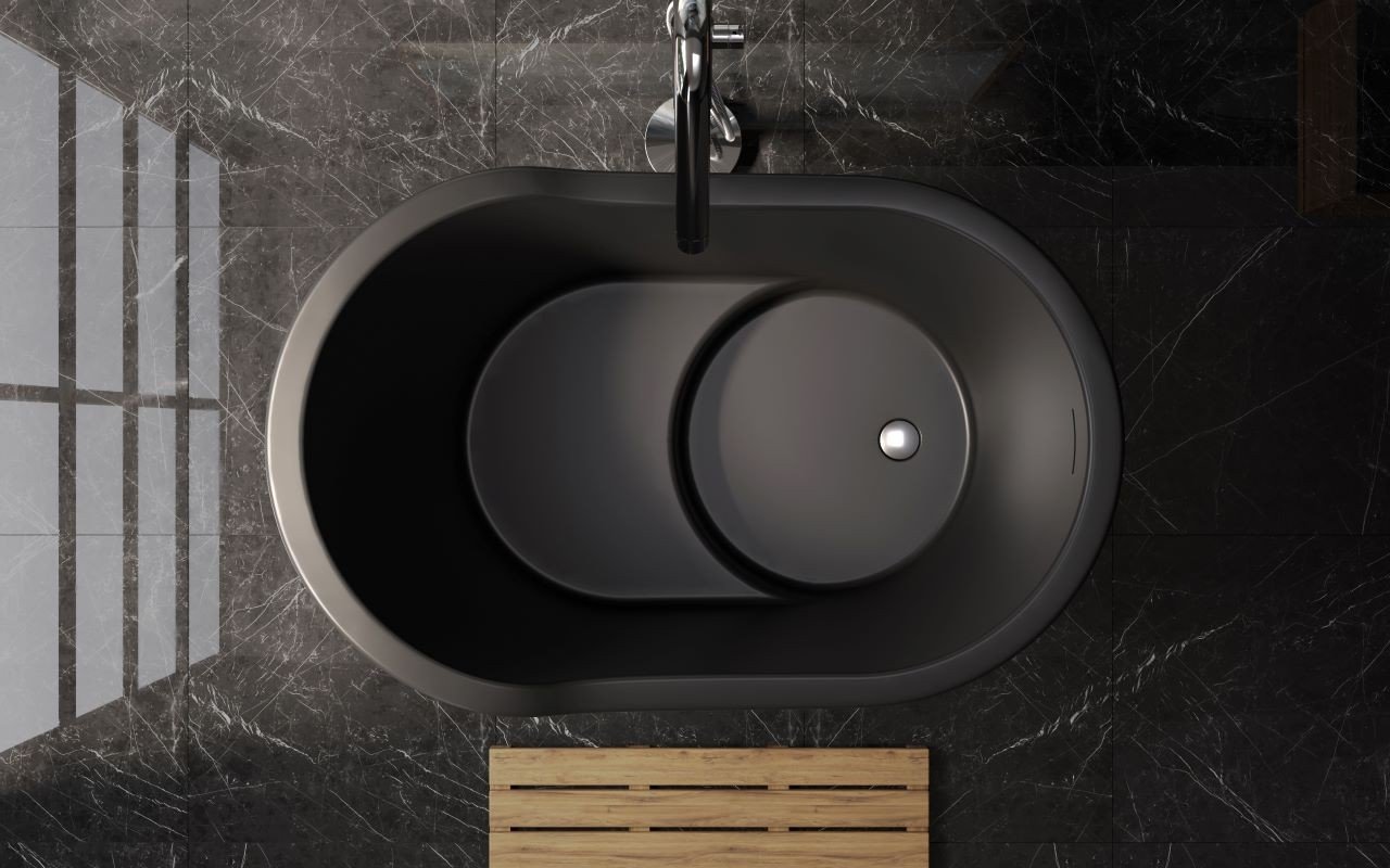 Aquatica True Ofuro Nano Black Freestanding Stone Japanese Soaking Bathtub picture № 0