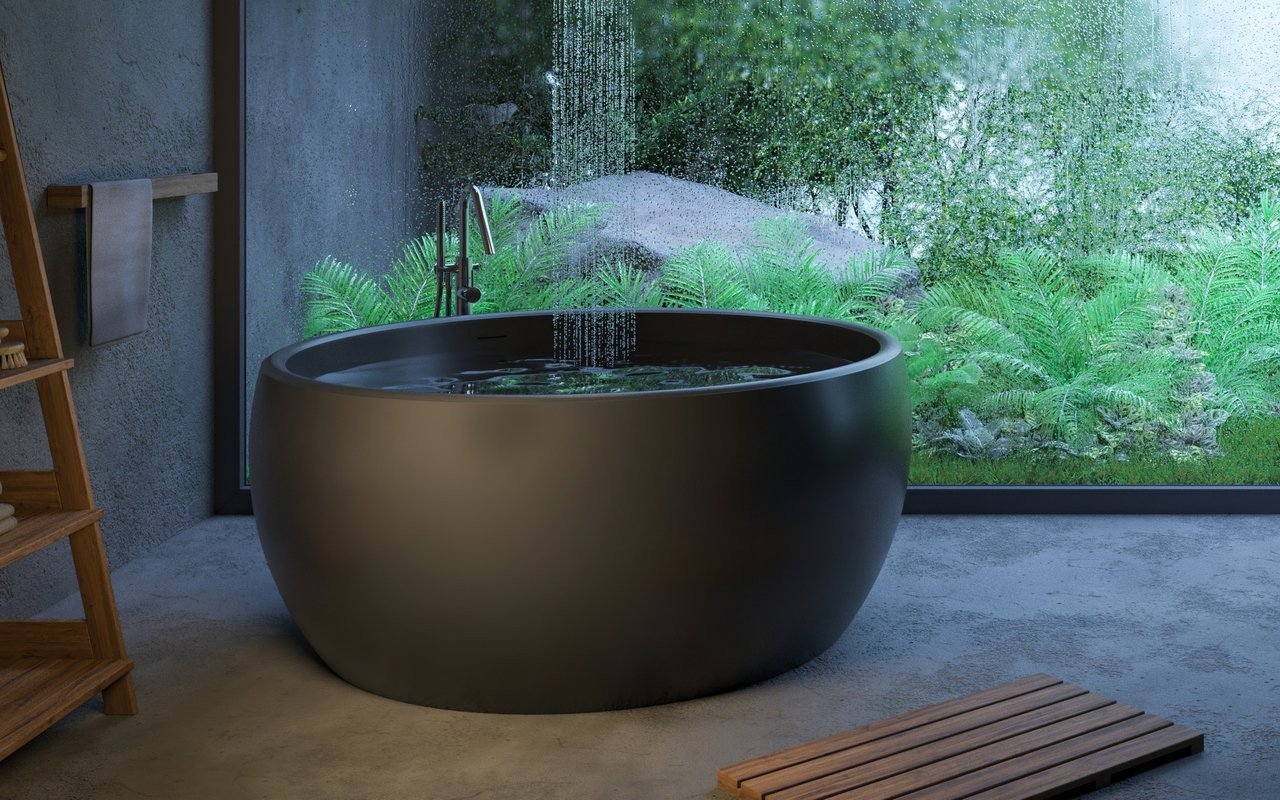 Aquatica Aura Mini Black Round Freestanding Solid Surface Bathtub picture № 0