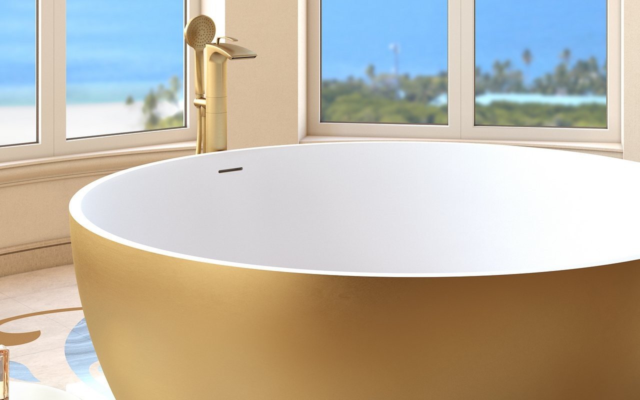 Aquatica Bollicine Floor Mounted Bath Filler – Yellow Gold picture № 0