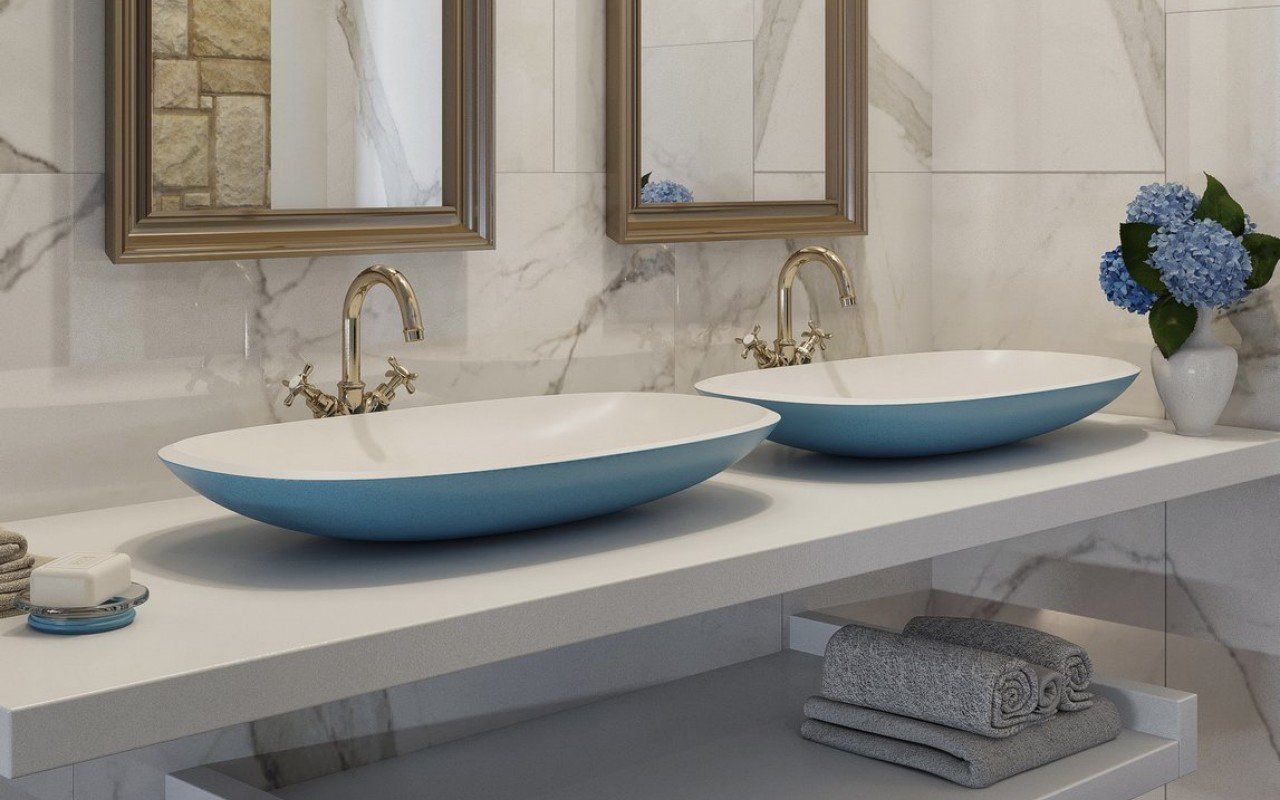 Aquatica Coletta-B Jaffa Blue-Wht Stone Bathroom Vessel Sink picture № 0