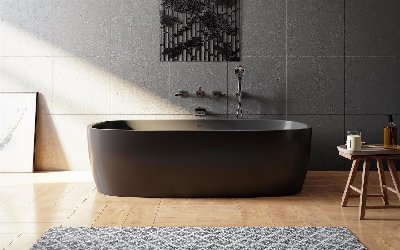 Aquatica Coletta™ Graphite Black Freestanding Solid Surface Bathtub picture № 0