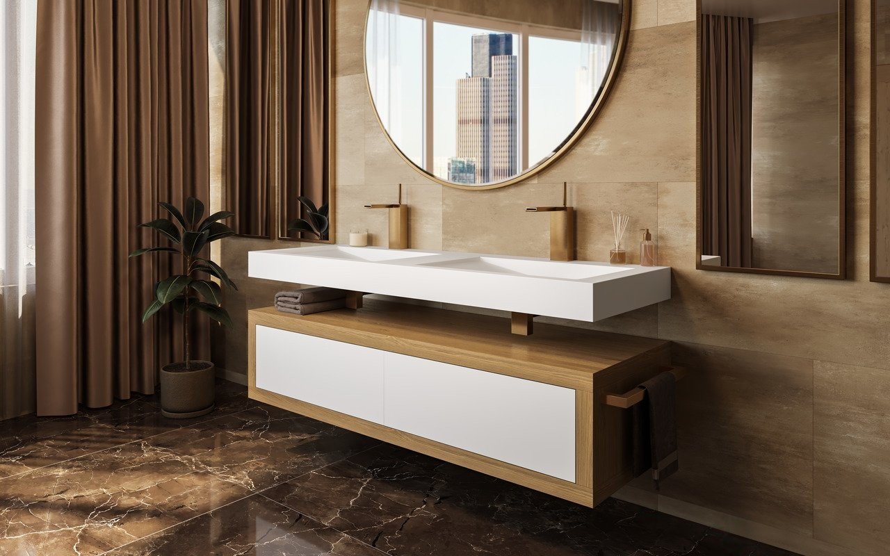 Aquatica Millennium-Wht 150 Stone And Wood Bathroom Vanity picture № 0