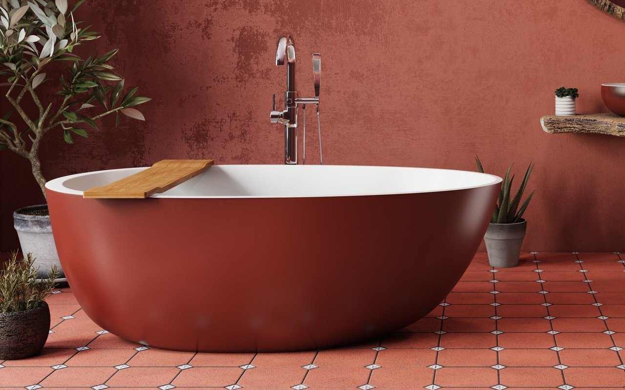 Aquatica Spoon 2 Egg Shaped Oxide Red-Wht Solid Surface Bathtub picture № 0