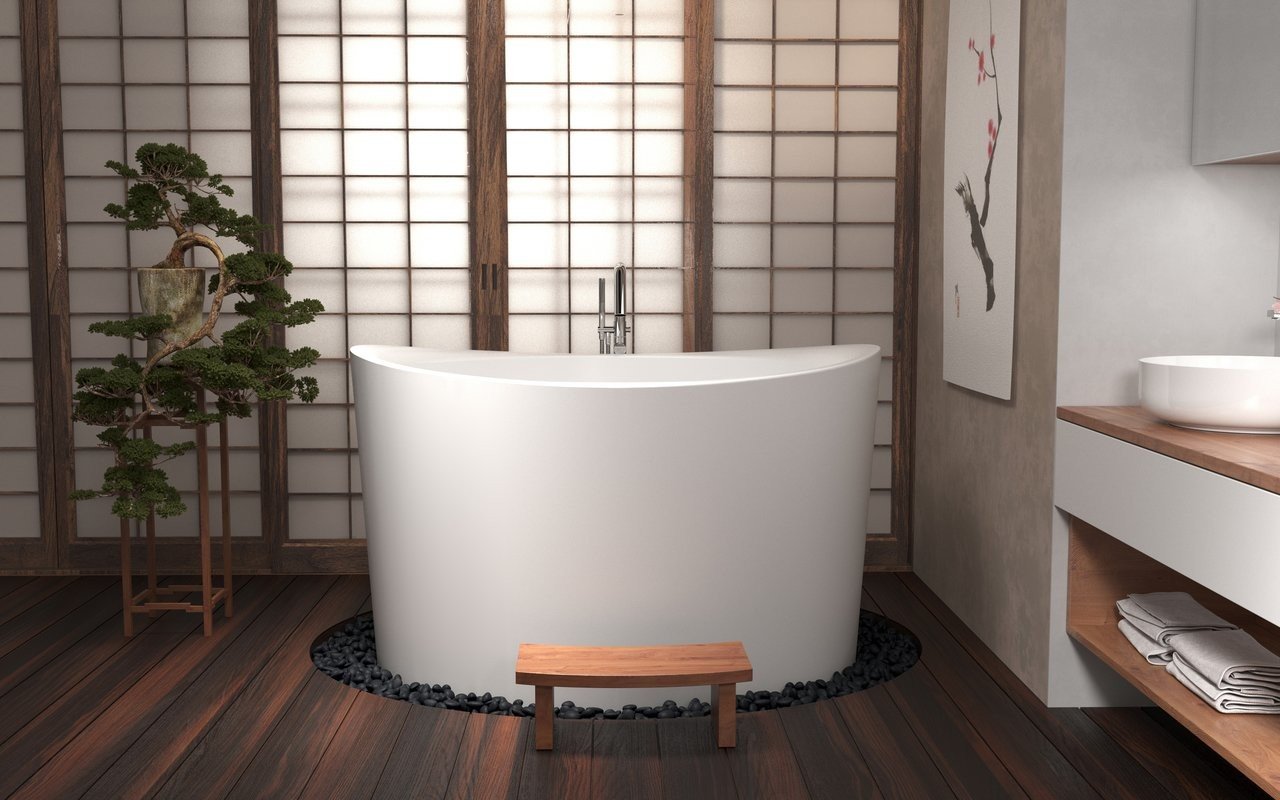 Aquatica True Ofuro Duo Freestanding Stone Japanese Soaking Bathtub picture № 0