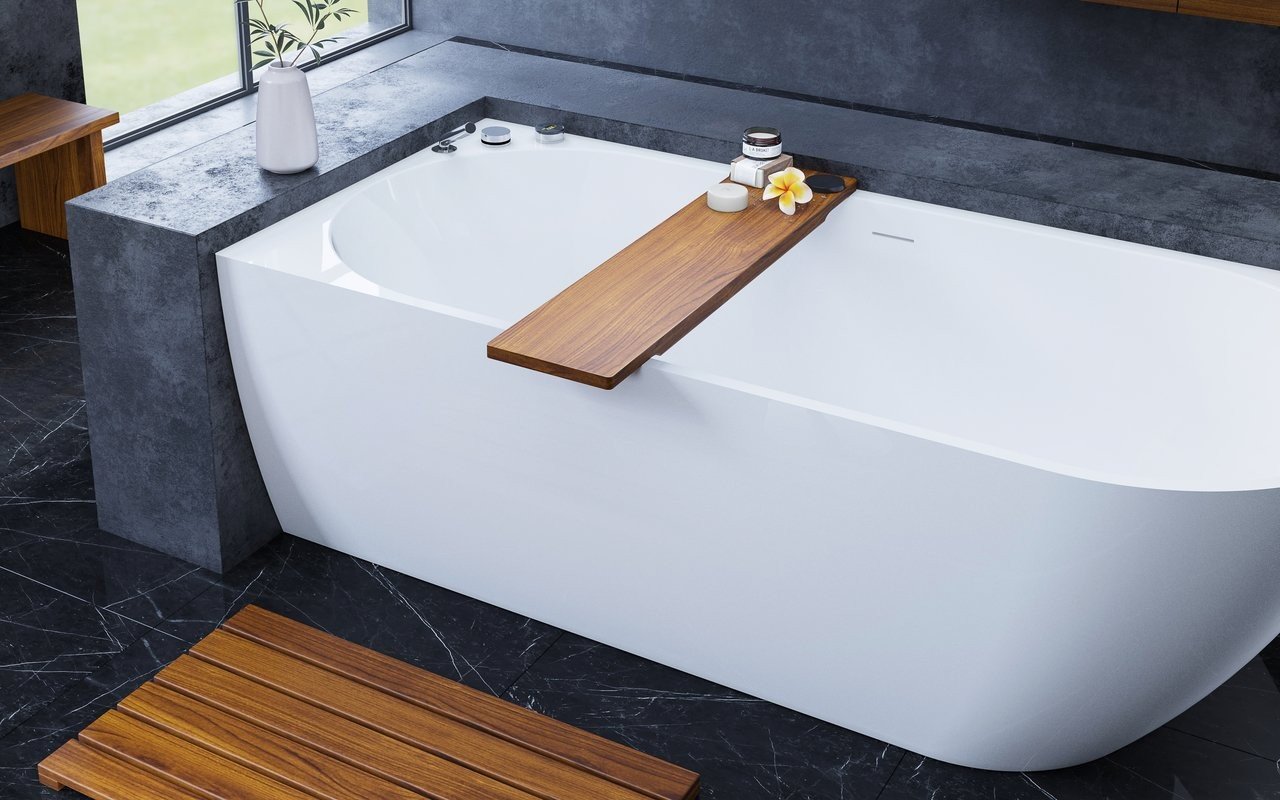 Aquatica Universal 36.25" Waterproof Iroko Wood Bathtub Tray picture № 0