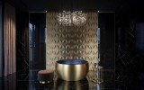 Aquatica Aura Mini Victorian Gold-Blck Round Freestanding Solid Surface  Bathtub