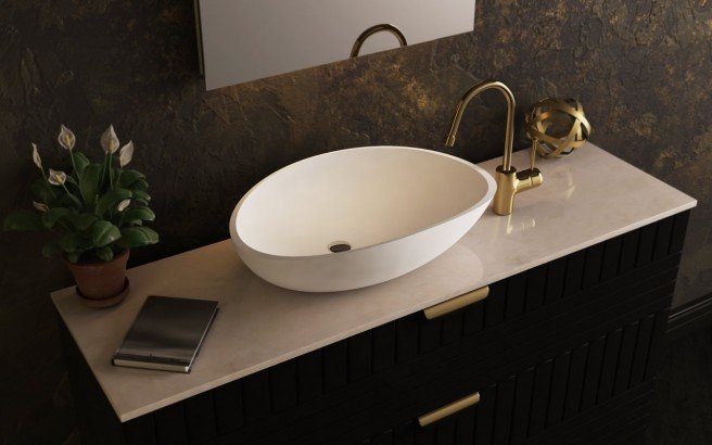 ᐈ Aquatica Lotus Wht Stone Bathroom Vessel Sink Best S - Stone Bathroom Sink Bowl
