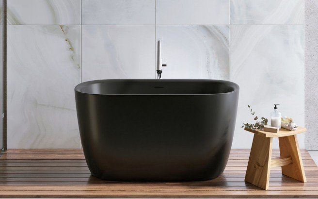 Aquatica Lullaby 2 Graphite Black Freestanding Solid Surface Bathtub