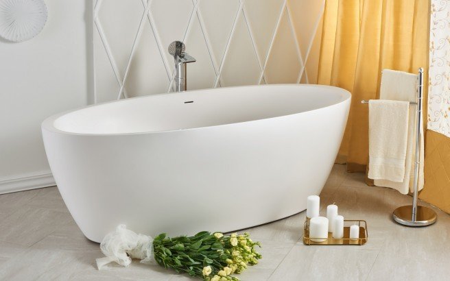 Aquatica Sensuality-Wht™ Freestanding Solid Surface Bathtub