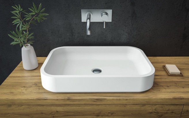 Aquatica Solace-A-Wht Rectangular Stone Bathroom Vessel Sink