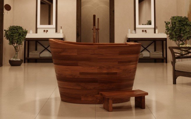 Aquatica TrueOfuro American Walnut Freestanding Wood Bathtub 2 (web)