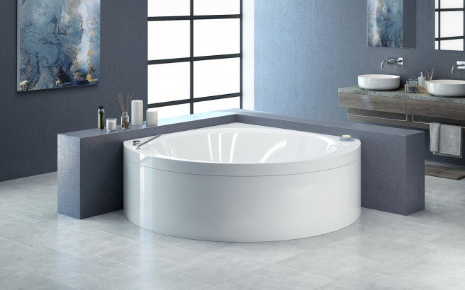 Aquatica Suri-Wht Corner Acrylic Bathtub - High Gloss