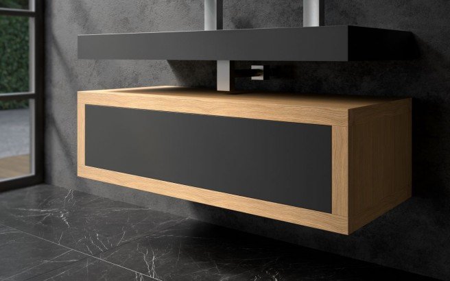 Aquatica Millennium Black Solid Surface Oak 1200 Vanity02