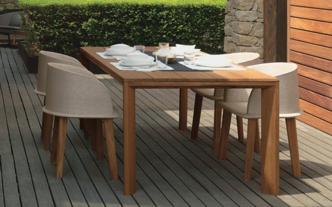 Cleo Outdoor Iroko Wood Dinning Table by Talenti