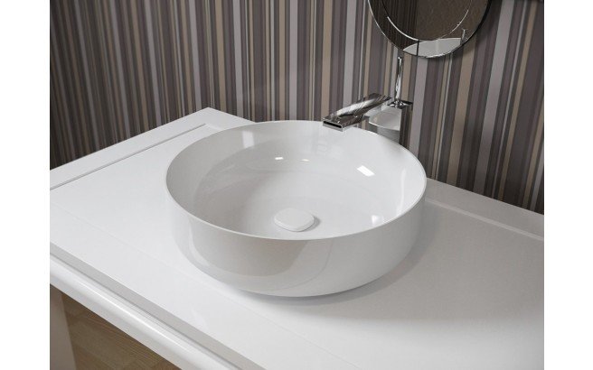 Aquatica Metamorfosi-Wht Round Ceramic Bathroom Vessel Sink