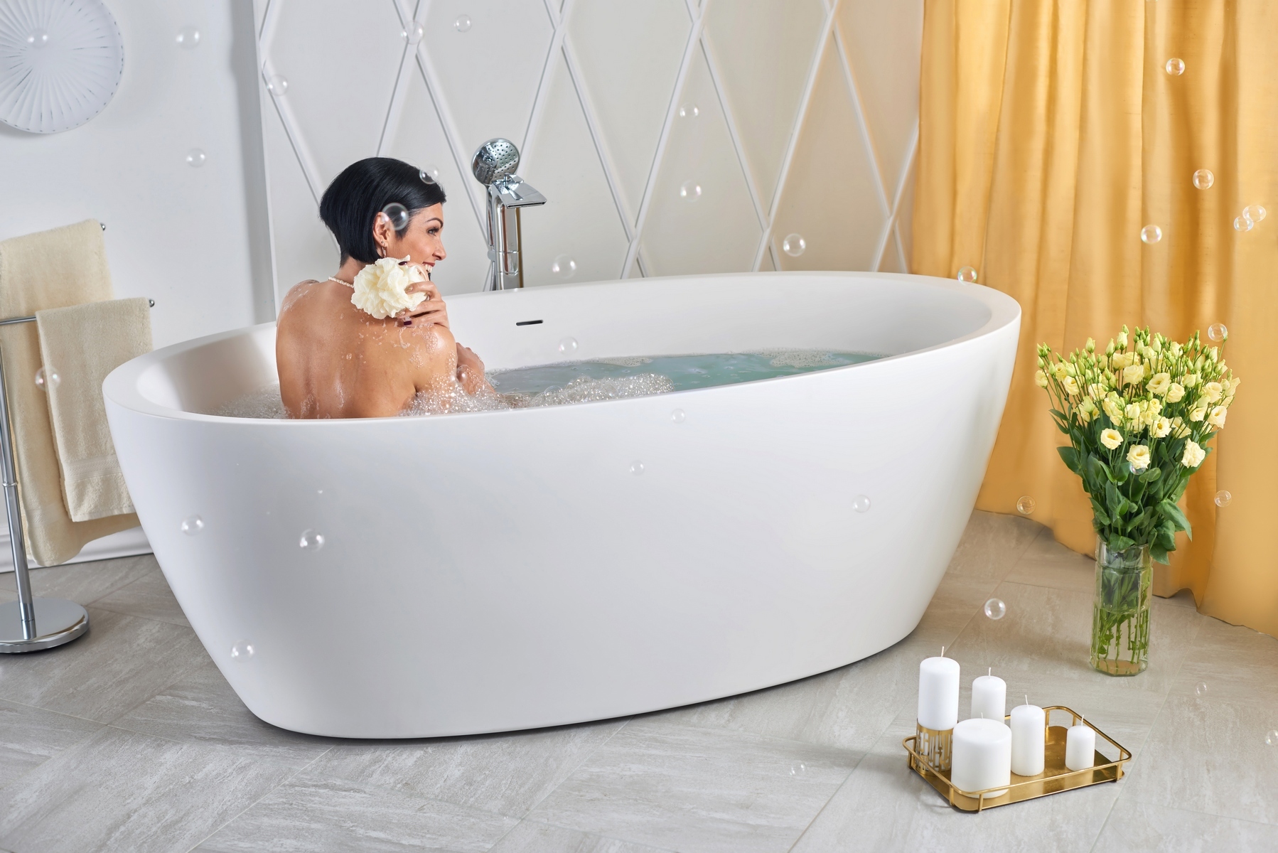 Aquatica SensualityWht\u2122 Freestanding Solid Surface Bathtub