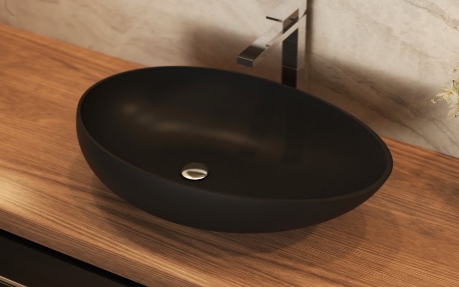 Aquatica Spoon 2 Blck Stone Vessel Sink new